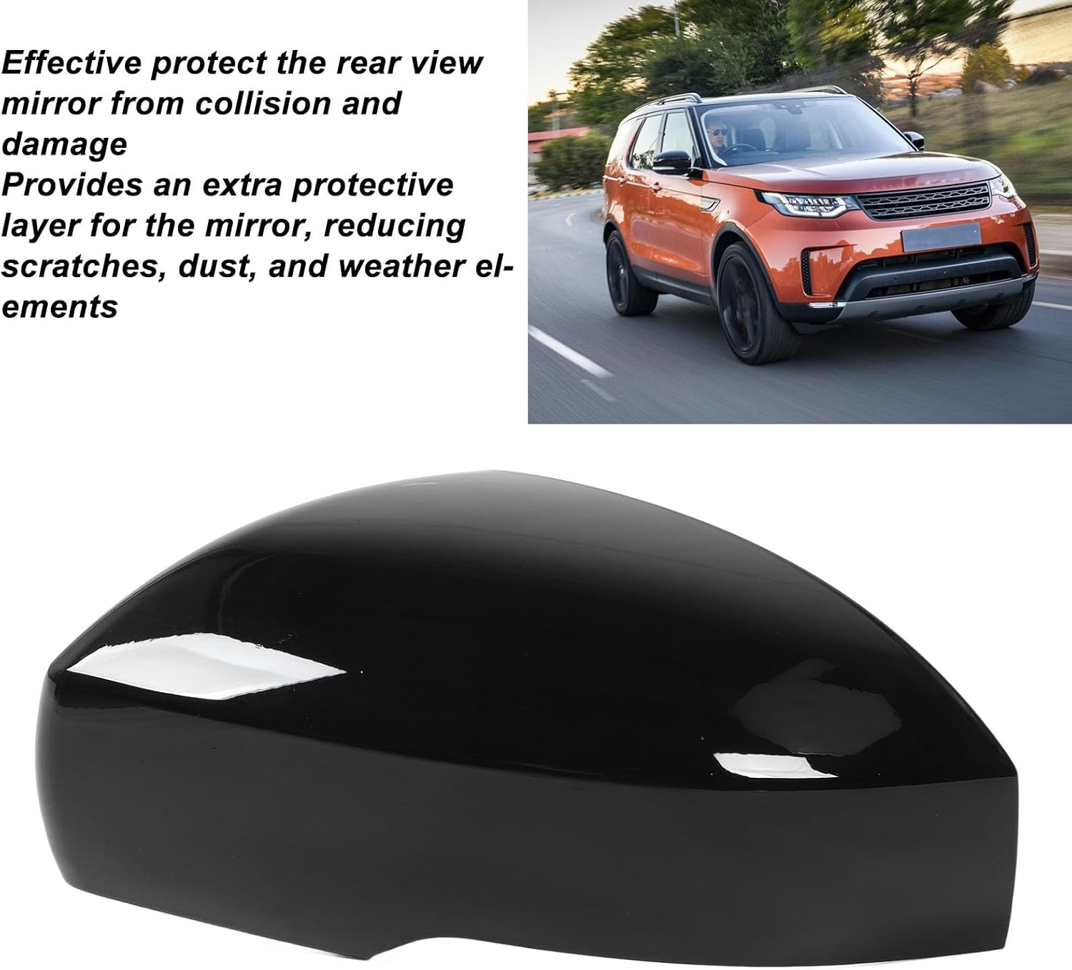 Gloss Black Side Wing Mirror Cover Caps for Range Rover Sport L494 2014 to 2021, Door Wing Mirror Cover Caps, Side Mirror Base Cover, Exterior Rear View Accessories (Left image number 2