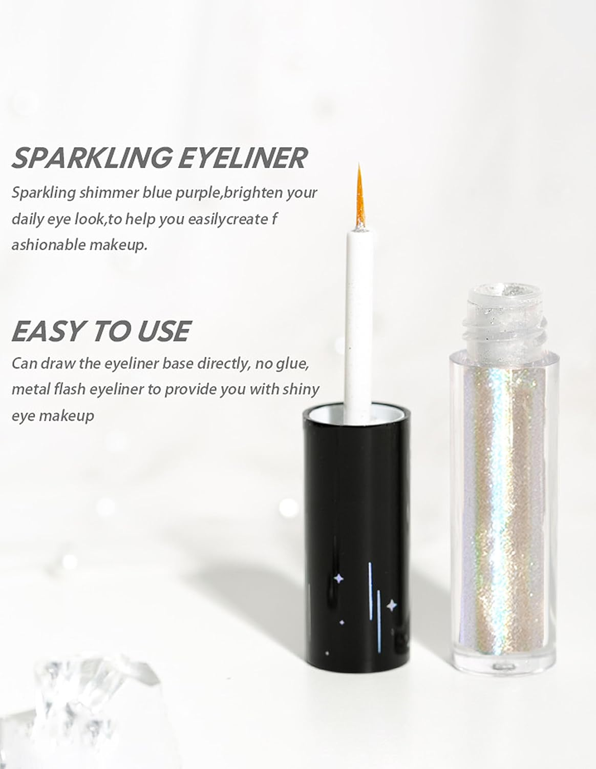 Erinde Liquid Glitter Eyeshadow, Highly Pigmented Shimmer Metallic Eye Makeup, Lightweight Waterproof Texture, Long Lasting Eye Shadow for Women, Colorful Eyeshadow, 1# - 1 image number 5