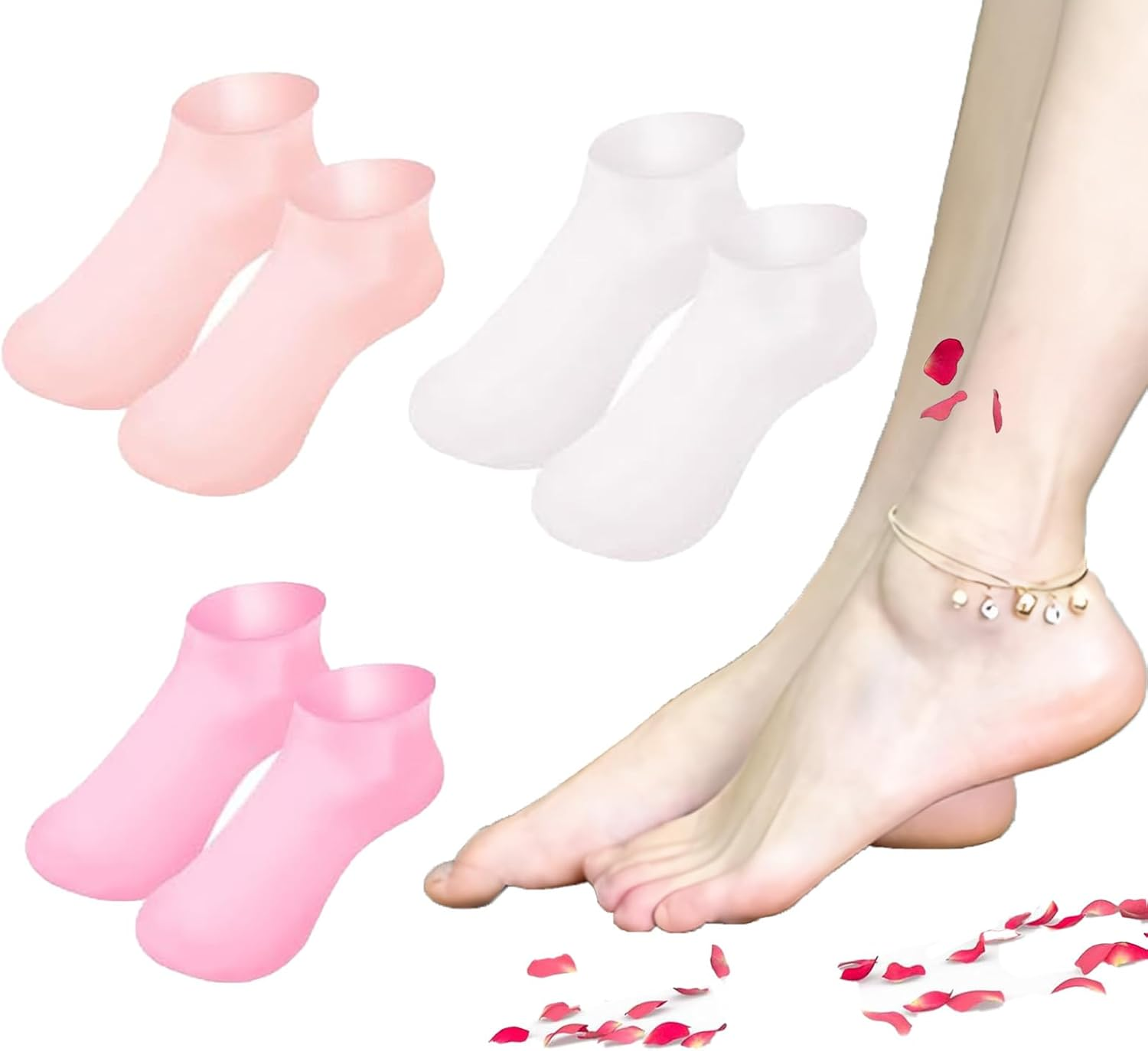 Silicone Socks for Dry Cracked Feet, 3 Pairs Women'S Foot Socks for Moisturizing (Fits up to Size 10) image number 1