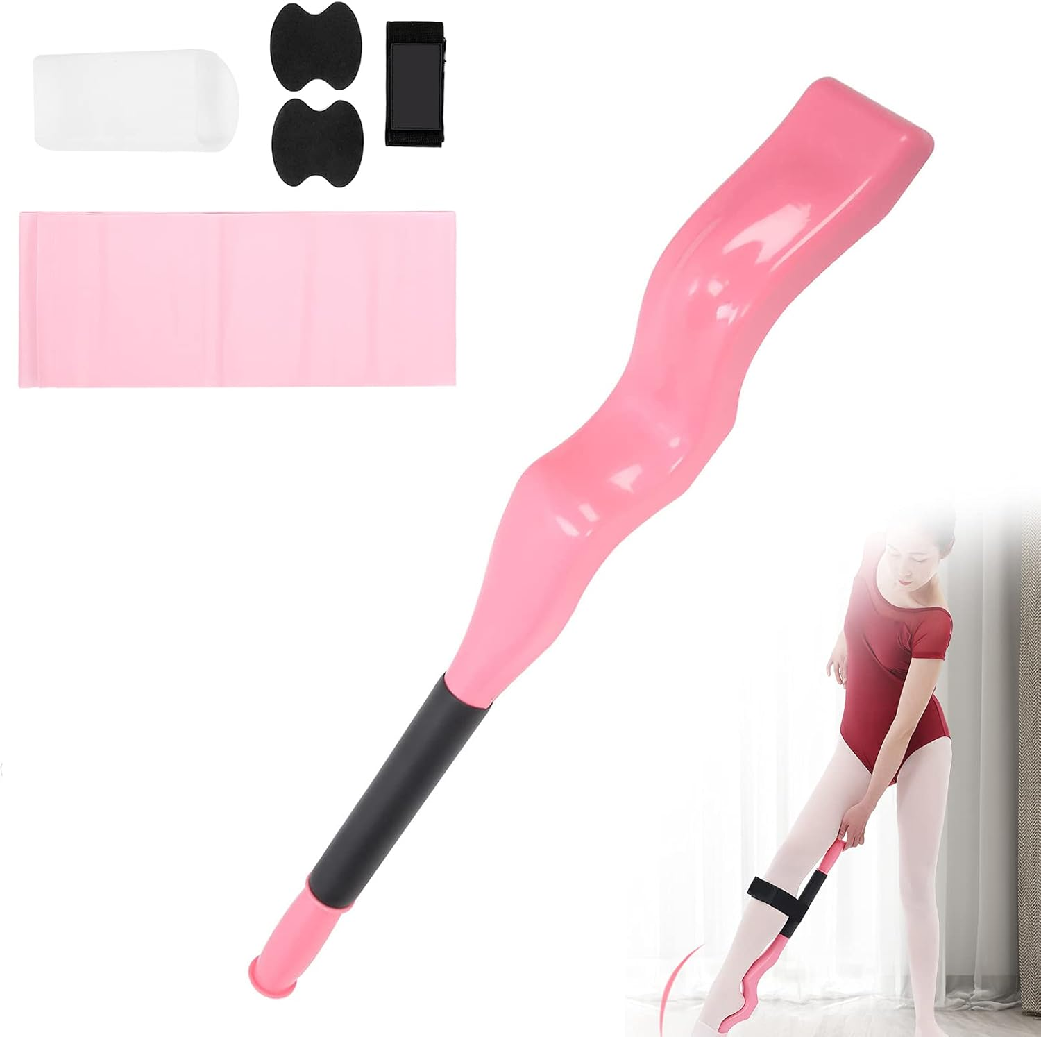 Professional Ballet Foot Stretcher, Portable Dance Stretching Equipment with Elastic Stretch Band, Silicone Foot Cover, Small Bag for Easy Carry, for Dancers, Yoga People image number 4