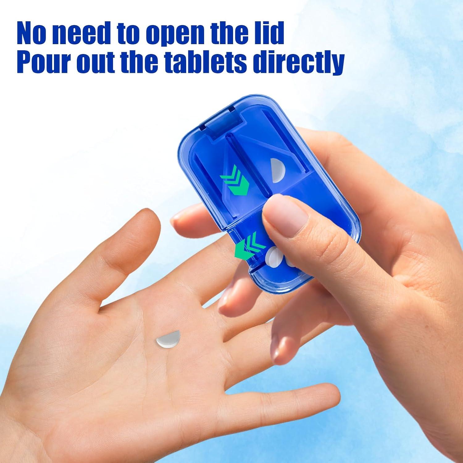 Pill Splitter, Portable Pill Box with Splitter for Cutting Small Pills or Large Pills (7.9 X 4.3 X 2.3Cm) image number 2