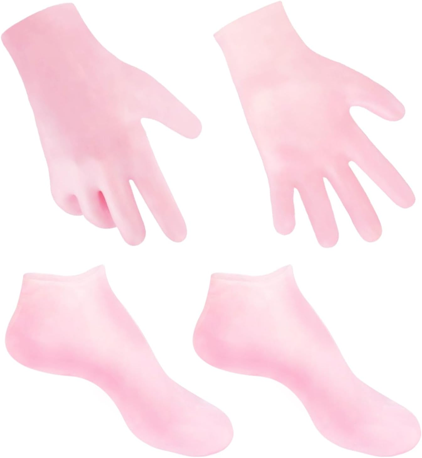 2 Pairs Moisturizing Glove Socks Set, Silicone Gel Spa Socks for Dry Cracked Skin,Silicone Gel Heel Socks anti Slip,For Foot Hand Softening, Calluses, Foot Care after Pedicure(Pink) image number 3