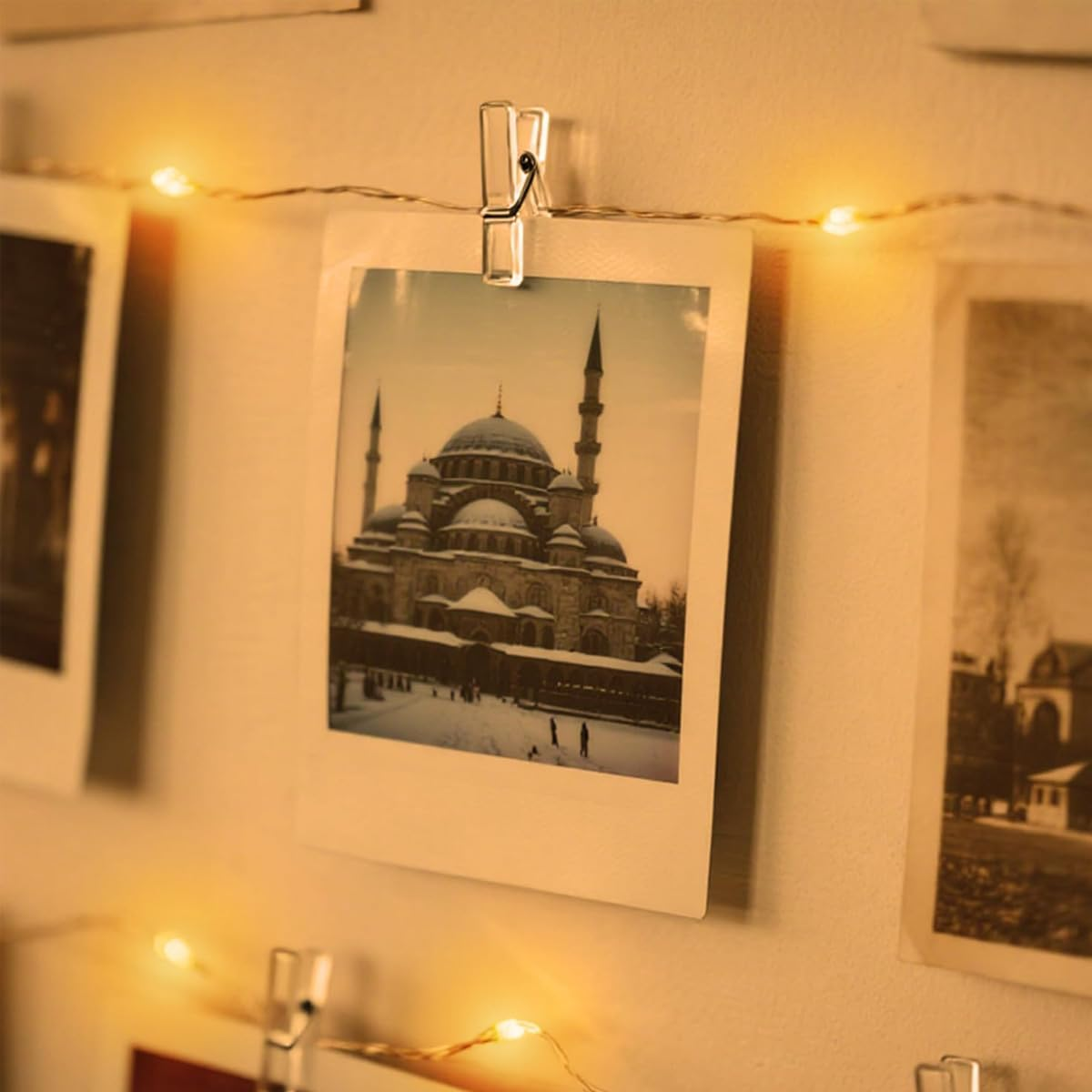 Fairy Lights 10 M 100 LED Photo String with 50 Clips Battery Powered Waterproof Timer for Bedroom Christmas Diwali Wedding Party Decorations Warm White (Cards Are Not Included) image number 2