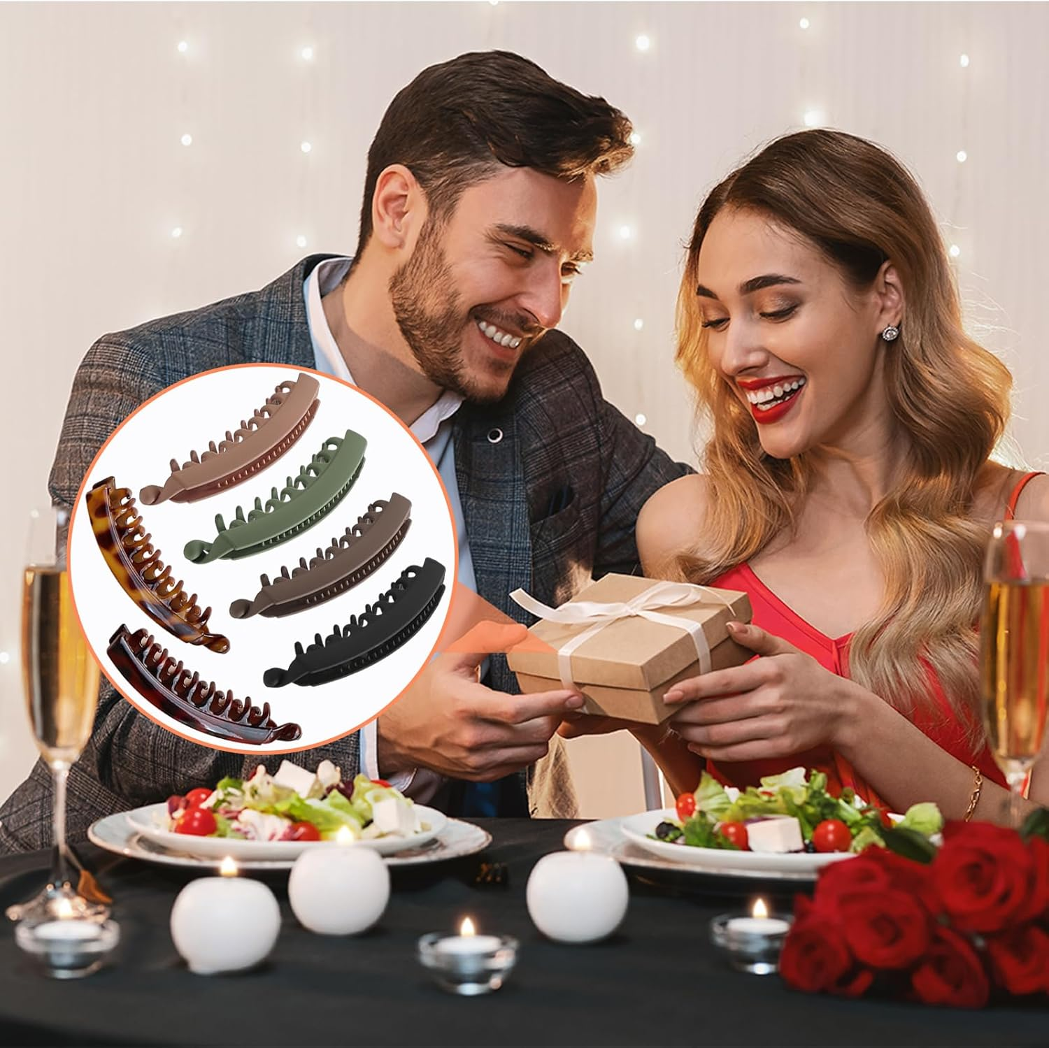 QESSUVNC Pack of 6 Large Banana Clips, Vintage Banana Clip Hair for Women and Girls, Suitable for Daily Life and Styling (6 Colours) image number 5