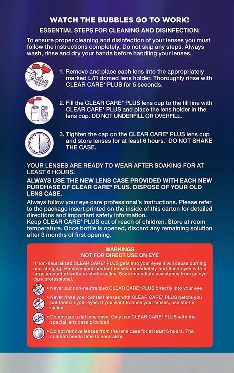 Clear Care plus Cleaning Solution with Lens Case, Twin Pack, Multi, 12 Oz, Pack of 2