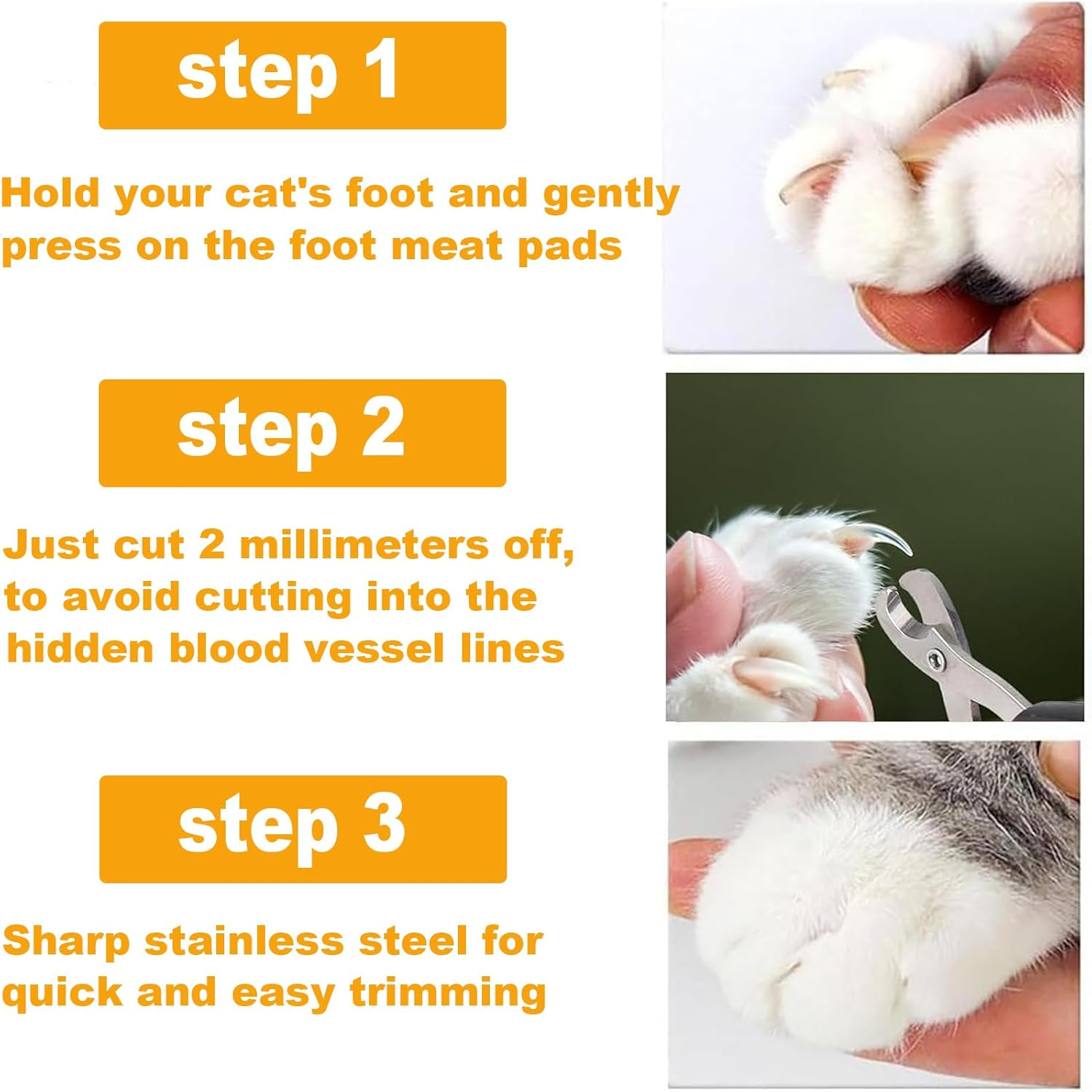 Cat Nail Clippers, 2 Pack Black Orange Pet Nail Clippers, Safe Cat Claw Clippers for Small Pets, Essential Grooming Tool for Cats and Kittens, Multi-Pet Household Use image number 4