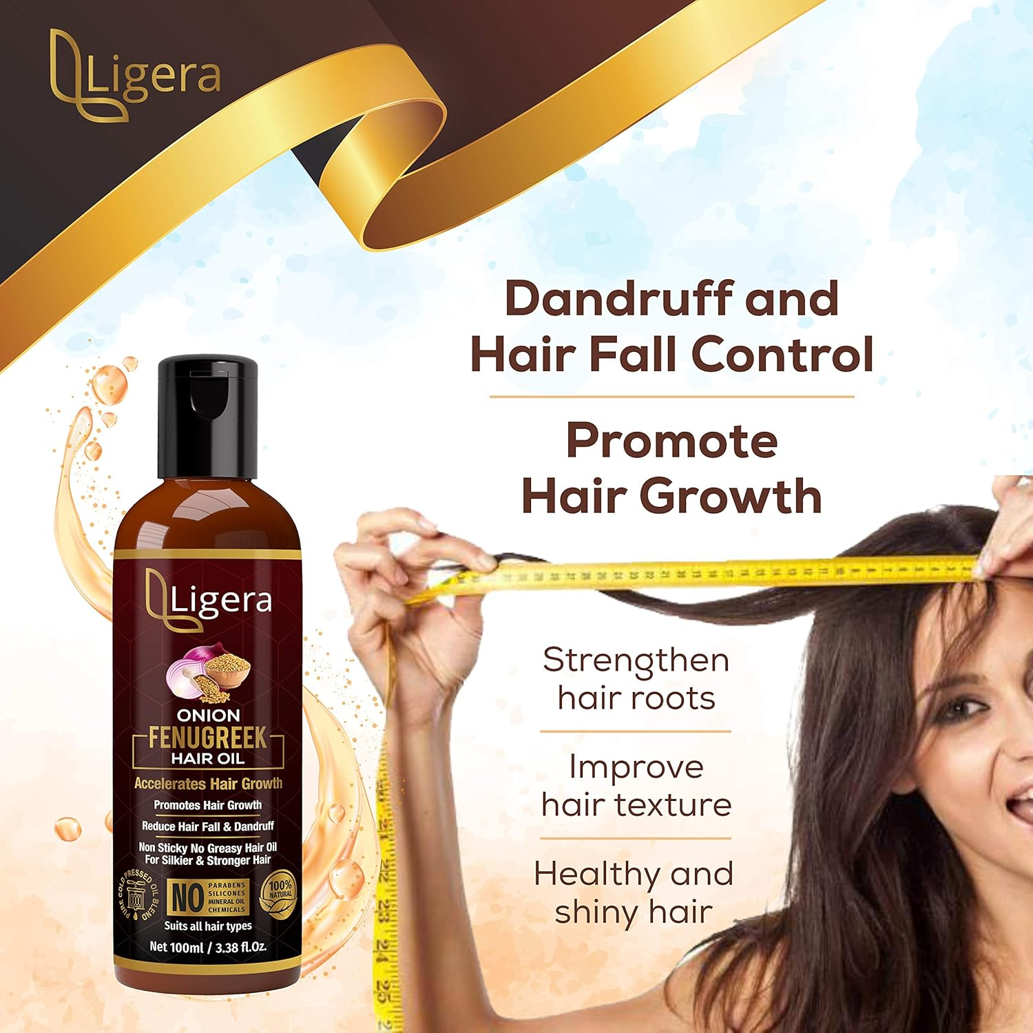 Ligera Onion Fenugreek (Methi) Oil for Hair Growth anti Dandruff | Onion Oil | Fenugreek | No Mineral Oil, Silicones & Synthetic Fragrance (200 Ml) image number 4