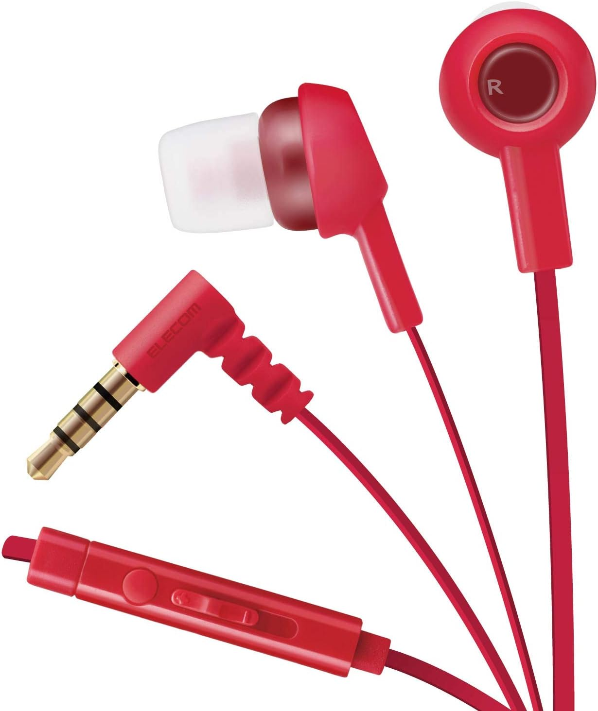 Elecom EHP-CS3520MWH Stereo Earphones with Microphone, Flat Cable to Prevent Tangling, 4.9 Ft (1.2 M) (Y Type), Compatible with Iphone/Smartphone, 0.1 Inch (3.5 Mm) 4 Poles, White