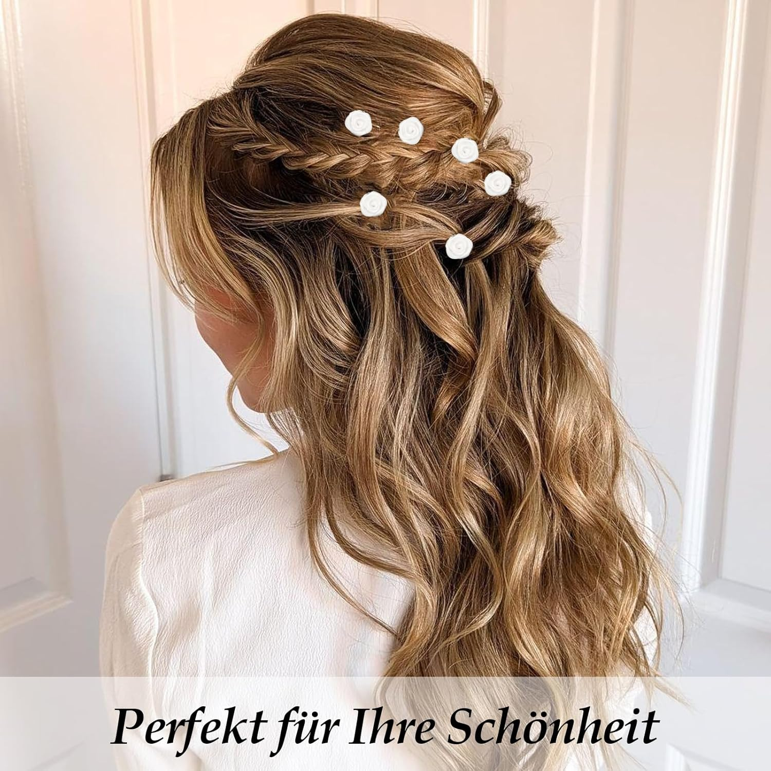 VEGCOO Hair Clips with Rose Petals, Pack of 15 Beige Rose Petals Hair Clips Elegant Small Flowers Hair Clips for Wedding Hair Accessories for Women and Girls image number 5