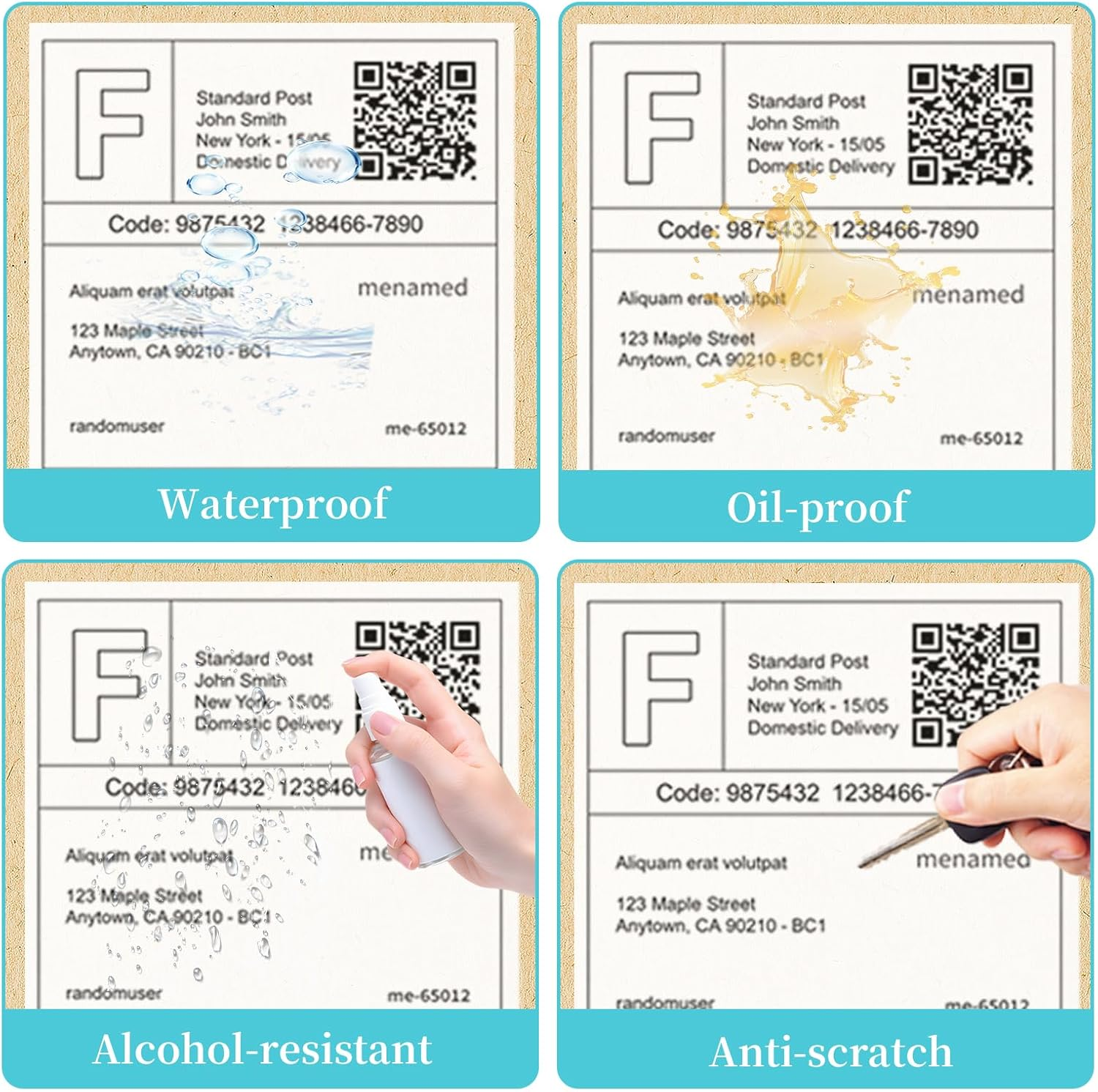 Makmefre 10X15Cmthermal Shipping Labels,Strong Adhesive,Perforated,Commercial Grade,Waterproof Postage Labels Compatible with Most Thermal Printer(1Rolls/500Labels)