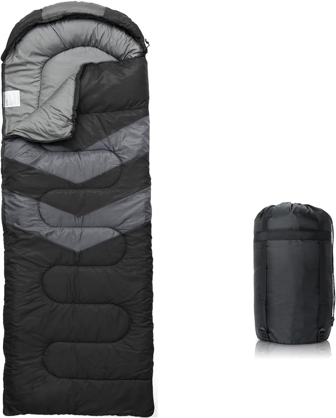 MINYII Sleeping Bags for Adults Backpacking Lightweight Water Resistance Cold Weather Sleeping Bag for Girls Boys Mens for Warm Camping Hiking Outdoor Travel Hunting with Compression Bags (Black) image number 3