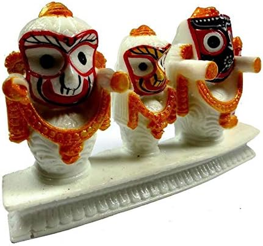 ORIVILLE Jagannath Balabhadra and Shubhdra Marble Dust Idol/ Murti for Car Dashboard, Home D&eacute;cor and for Puja. Best for Puja, and Gift.