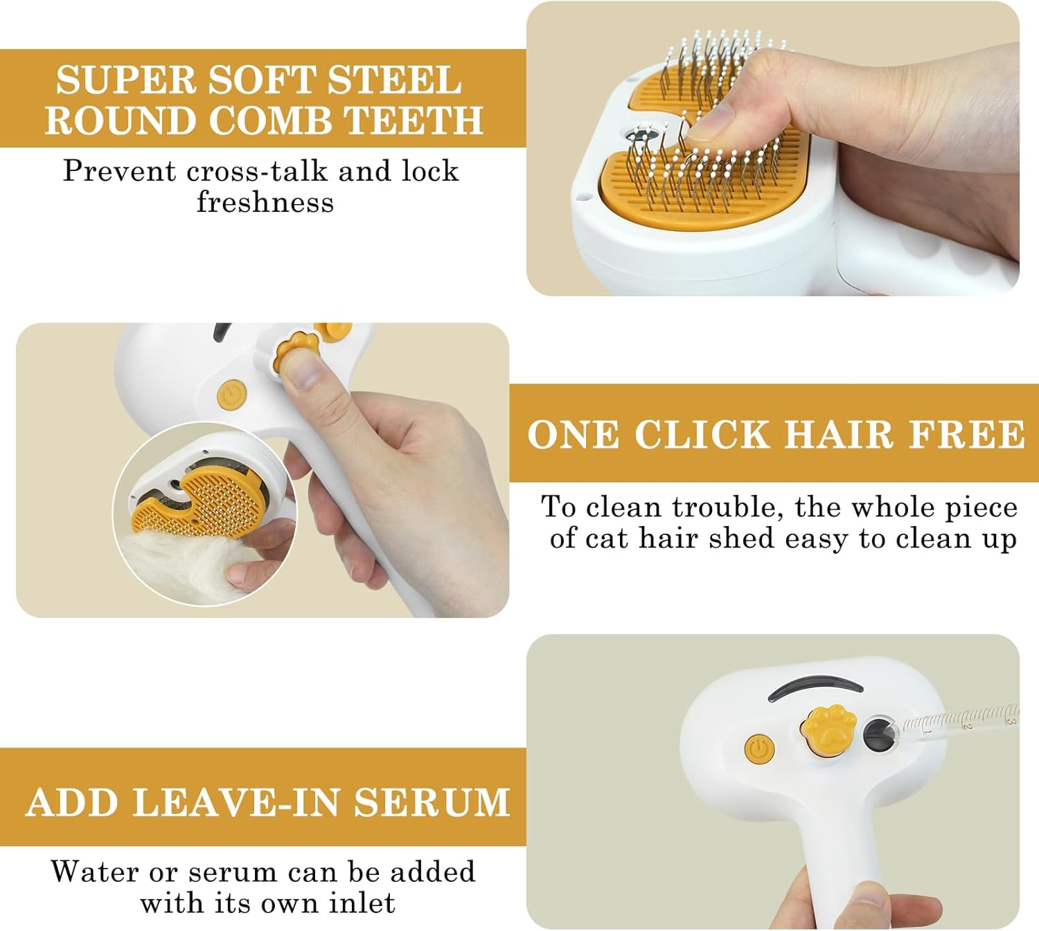 Spray Comb for Cats Hairy Cats: WIYETY Cat Brush with Steam Spray, Dog Brush with Water Tank, Pet Spray Hair Comb, Cat Grooming Brush, Clean Pet Hair Brushes for Dogs and Cats image number 1