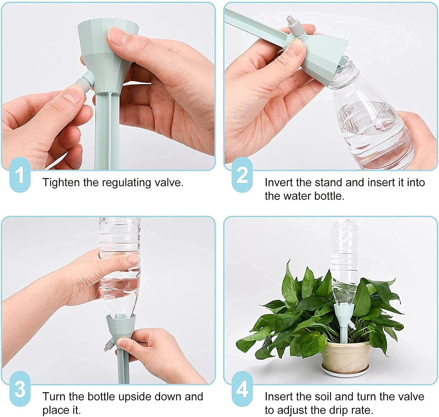 Yamibobo 12PCS Upgraded Self Watering Spikes, Plant Watering Devices for Potted Plants with Adjustable Flow & Long-Term Watering Capability, Plastic, Spike Style Drip Irrigation Kit image number 2