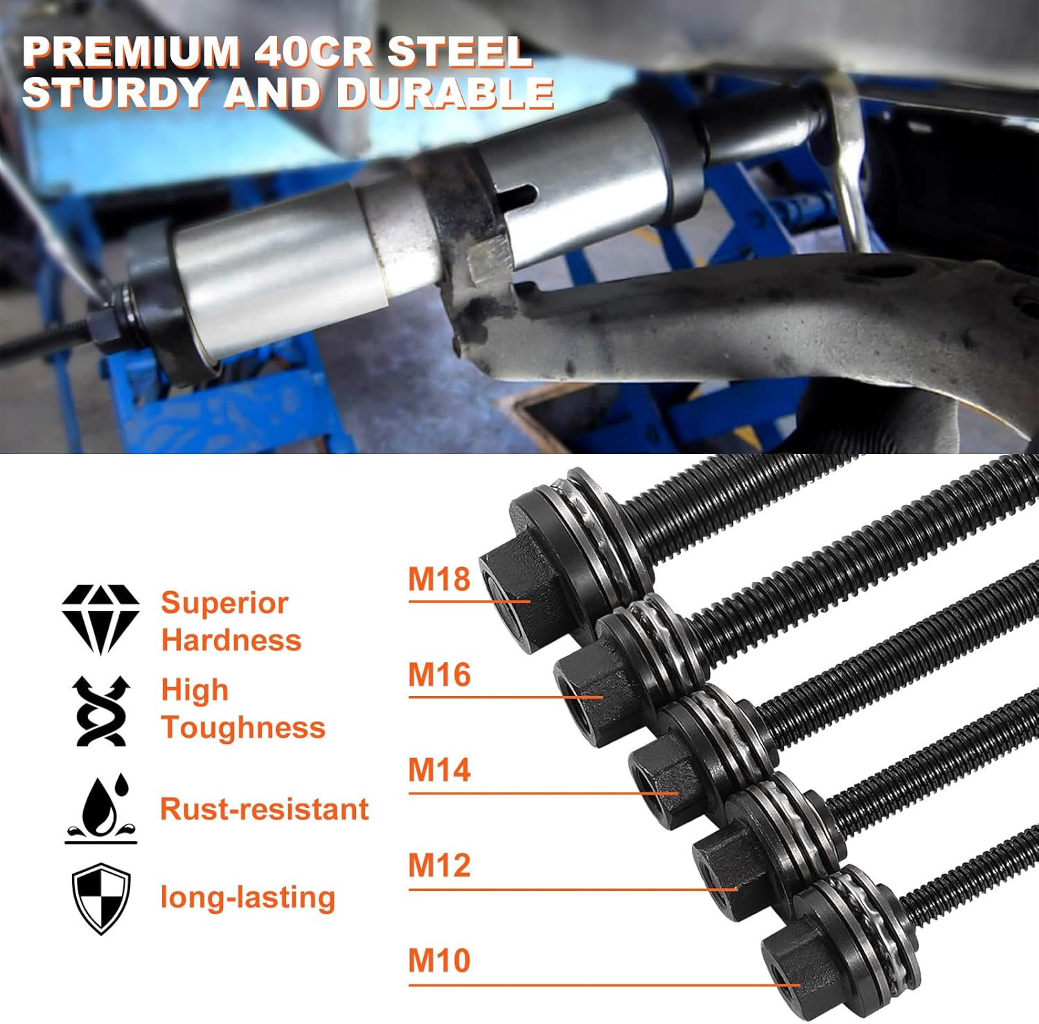 VEVOR 27 PCS Pull and Press Sleeve Kit, 45# Steel Removal Installation Bushes Bearings Tool Kit, Bush Removal Insertion Sleeve Tool Set Works on Most Cars and LCV, HGV Engines image number 2