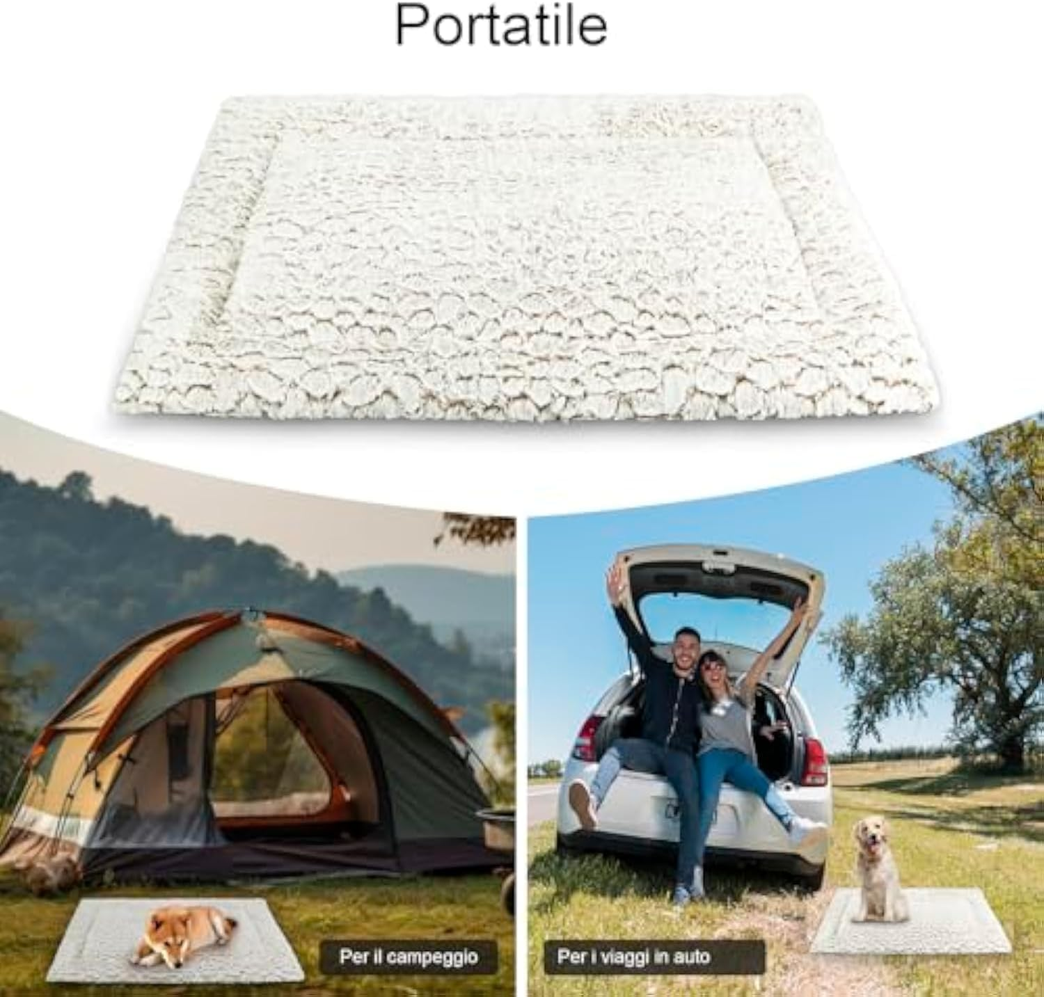 Aspand Dog Bed for Large Dog Beds with Soft, 94 X 61 Cm, Orthopaedic Dog Mat, Short Pile and Marble Look, Khaki image number 3