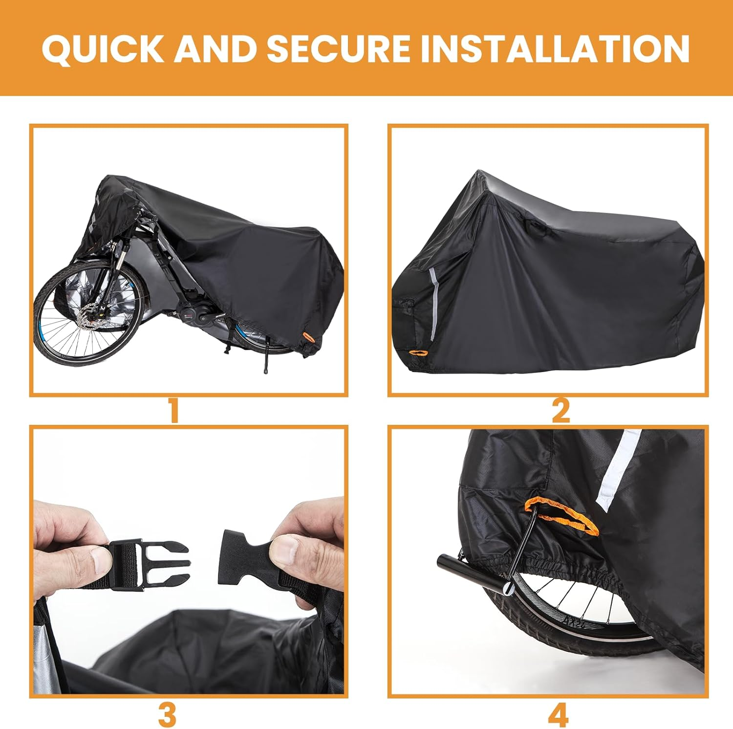 Besudo Bike Cover Waterproof Outdoor 1-2 Bikes - 210X120X80Cm - Outdoor Waterproof Bike Ebike Electric Bike Covers - Bike Rain Cover for 2 Bikes