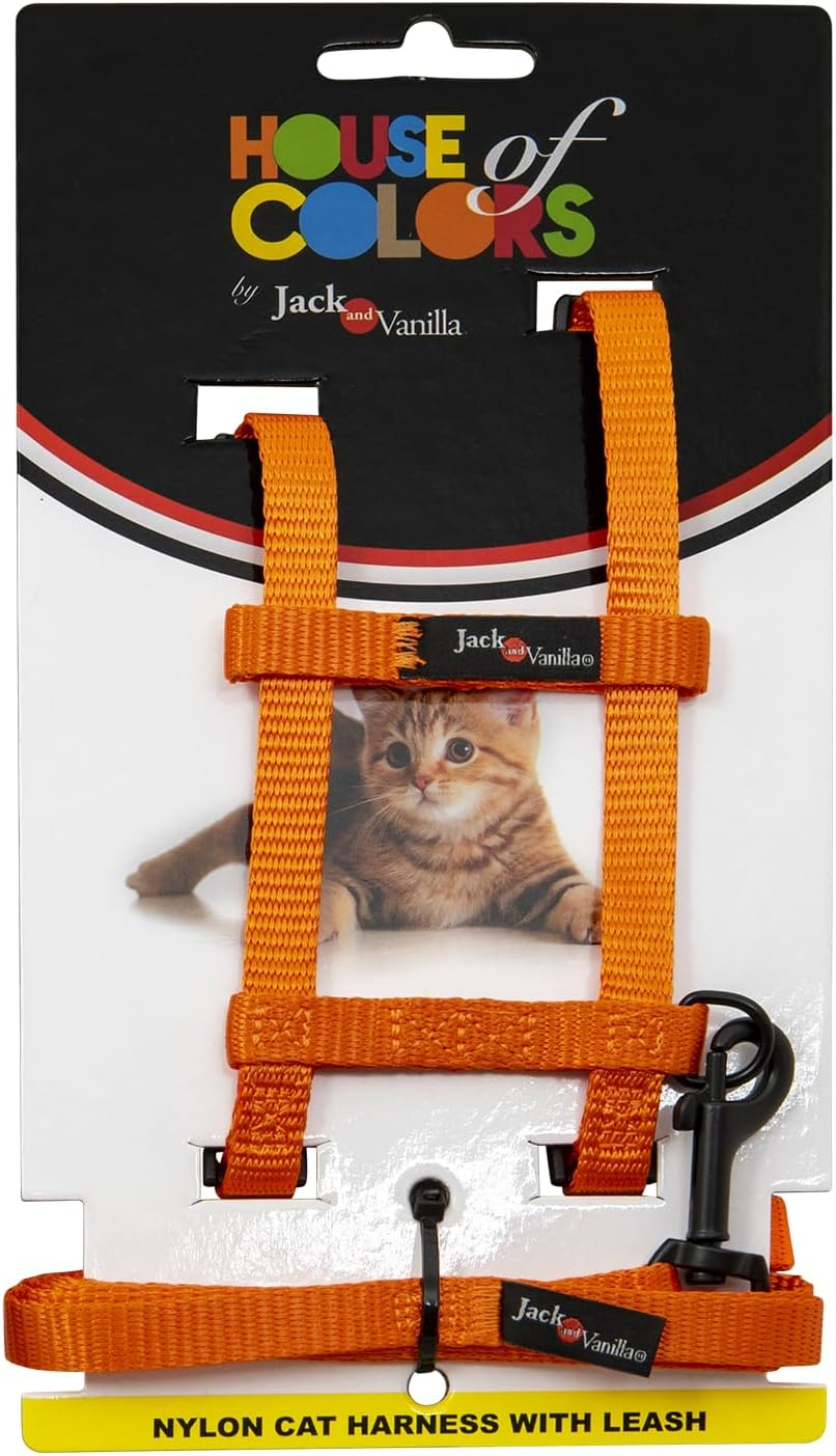 JACK and VANILLA, Ergonomic Cat Harness with Lead, Durable Nylon, Adjustable for Optimal Comfort, Modern Design, Colour Yellow, Size 10 Mm X 120 Cm, Nylon Model - Black image number 5