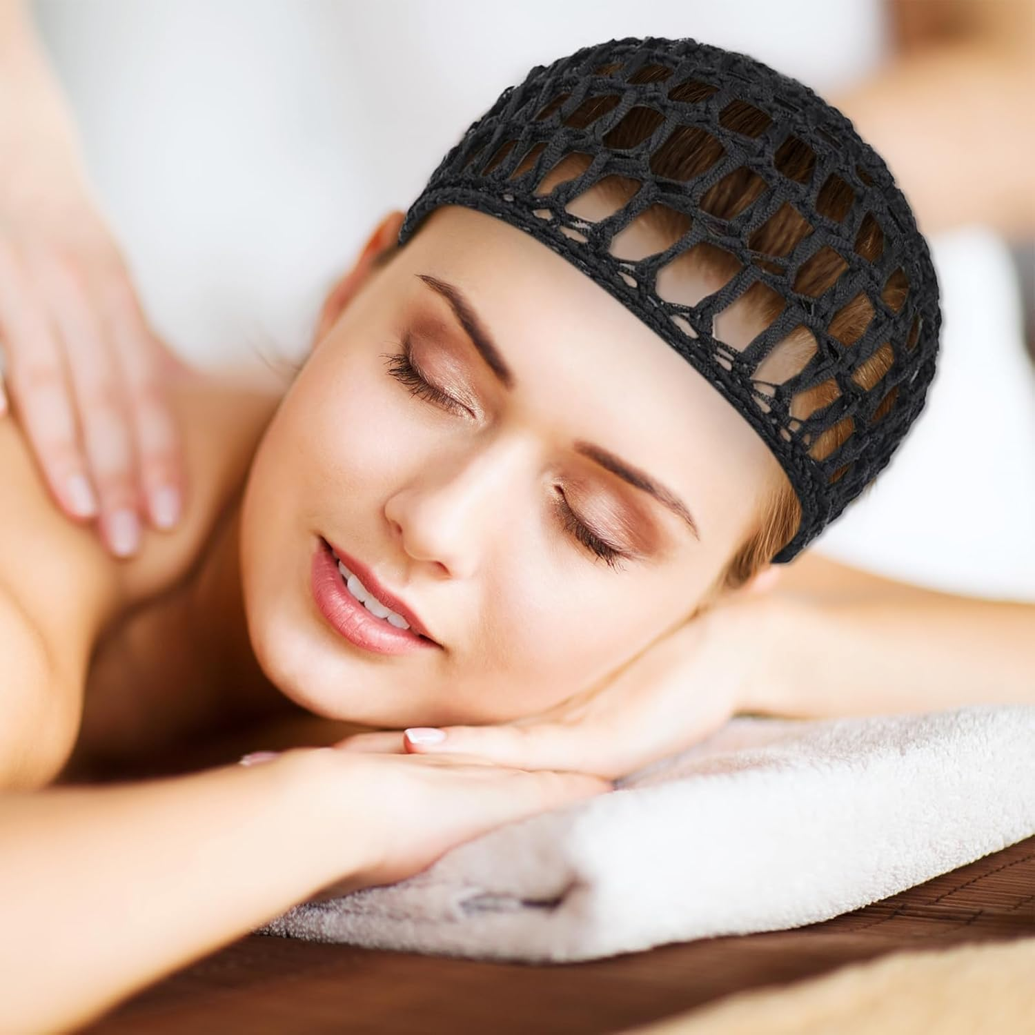 Hair Net Nylon Hair Wrap for Sleeping & Styling, Elastic Hair Mesh for Curls, Buns & Protective Styles /2-Pack Black Hair Nets image number 1