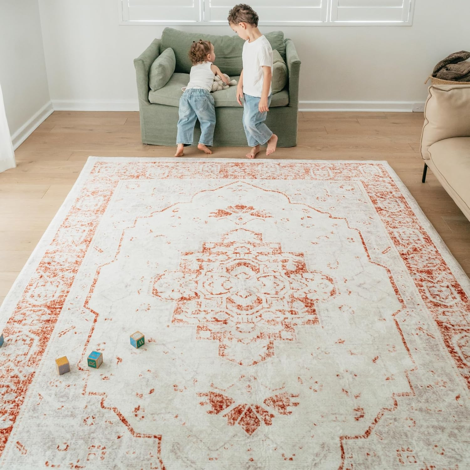 Luxurious Large Soft Baby Play Mat - Soft Padded Play Mat for Babies - Rebound Memory Foam Mat - Non Toxic Baby Play Rug - Large Baby Floor Mat for Tummy Time (Terracotta Distressed 140X200Cm) image number 2