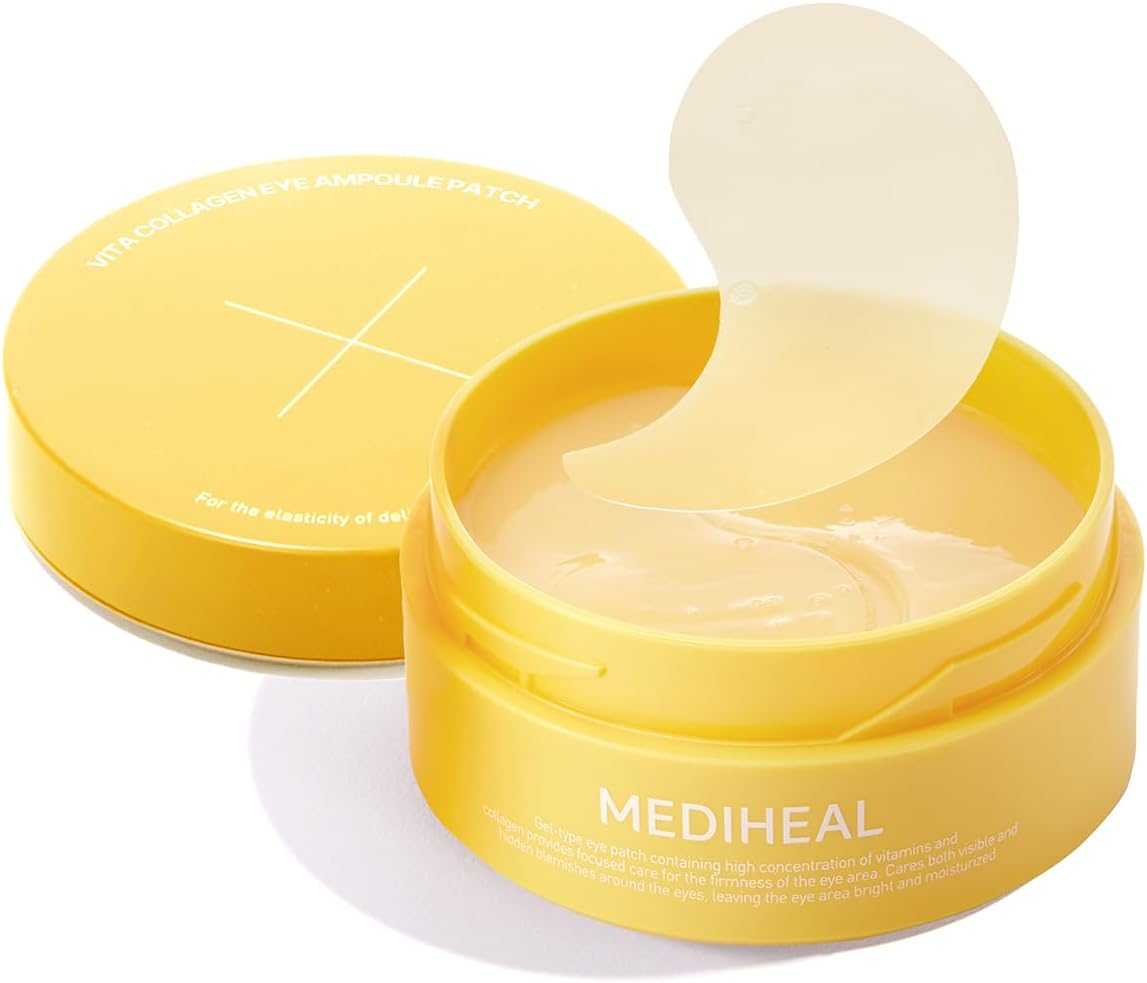 Mediheal Vita Collagen under Eye Patches for - Korean Hydrogel Eye Pads with 7 Vitamin & 5 Micro Collagen. Moisturizng & Non Irritating Eye Gel Mask. Sealing Cap Included. image number 2