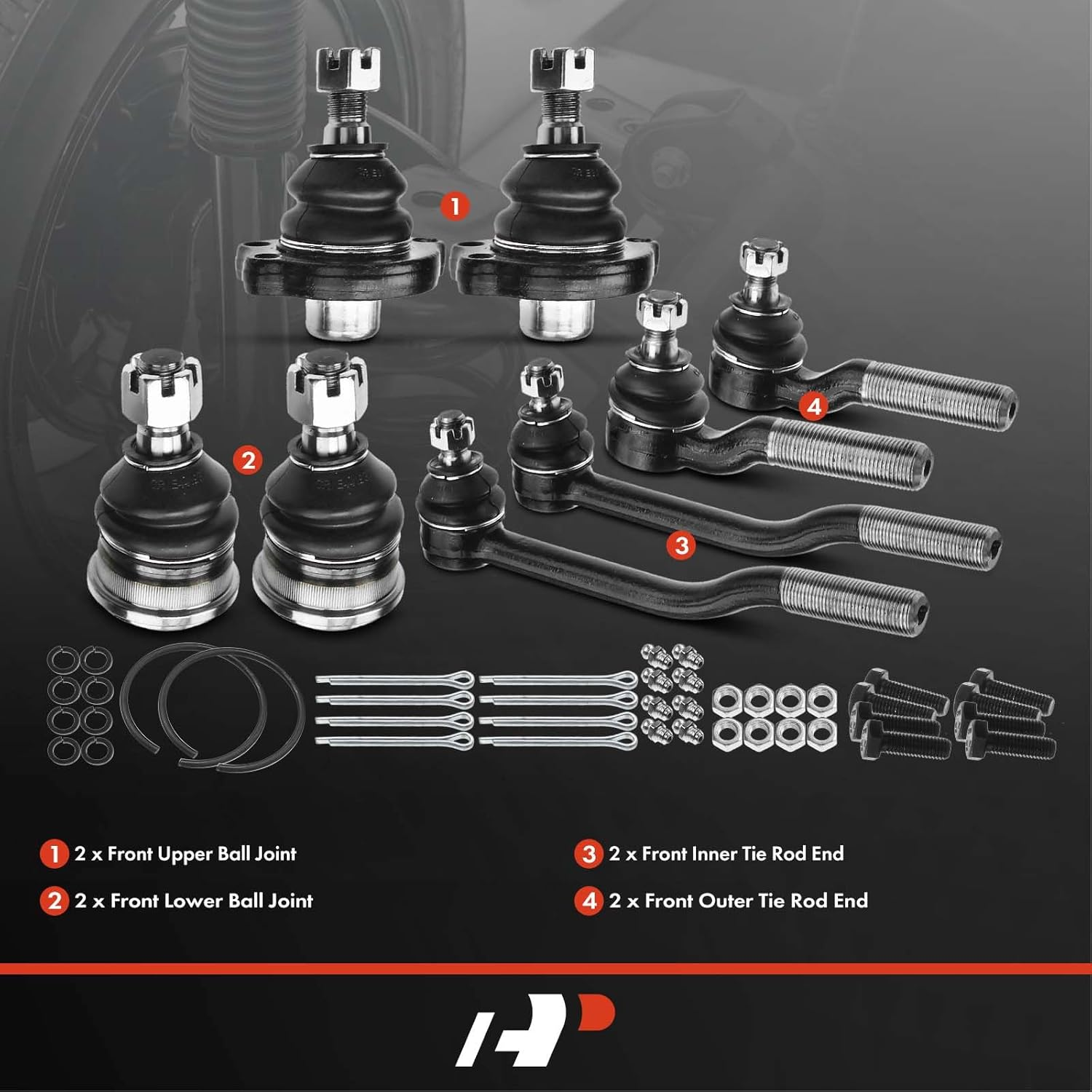 A-Premium 8Pcs Front Suspension Kit Inner Outer Tie Rod End Ball Joint Automotive Replacement Parts Compatible with Nissan D21 1986-1994 Pickup 1995-1997 RWD image number 2