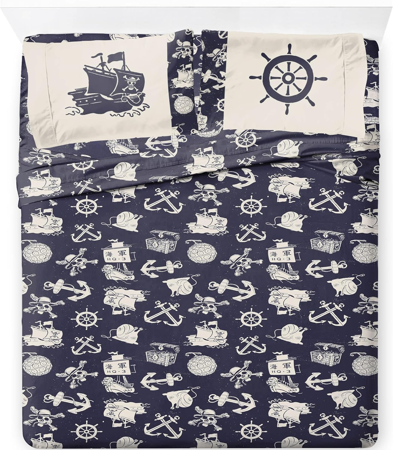 Jay Franco Sheet Set with Fitted, Flat Sheets & Pillow Cover - Ultra-Soft Bedding with Pillowcase for Room Decor, Beige - Nightmare before Christmas, 3 Piece Twin