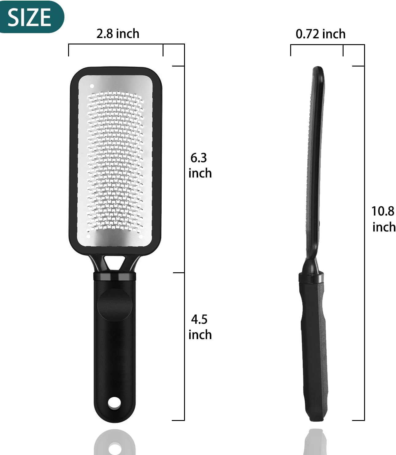 Foot Files Foot Scrubber Pedicure, Stainless Steel Callus Remover for Feet, Professional Foot Grater Rasp Scraper to Hard Skin Corns for Dry and Wet Fee image number 3