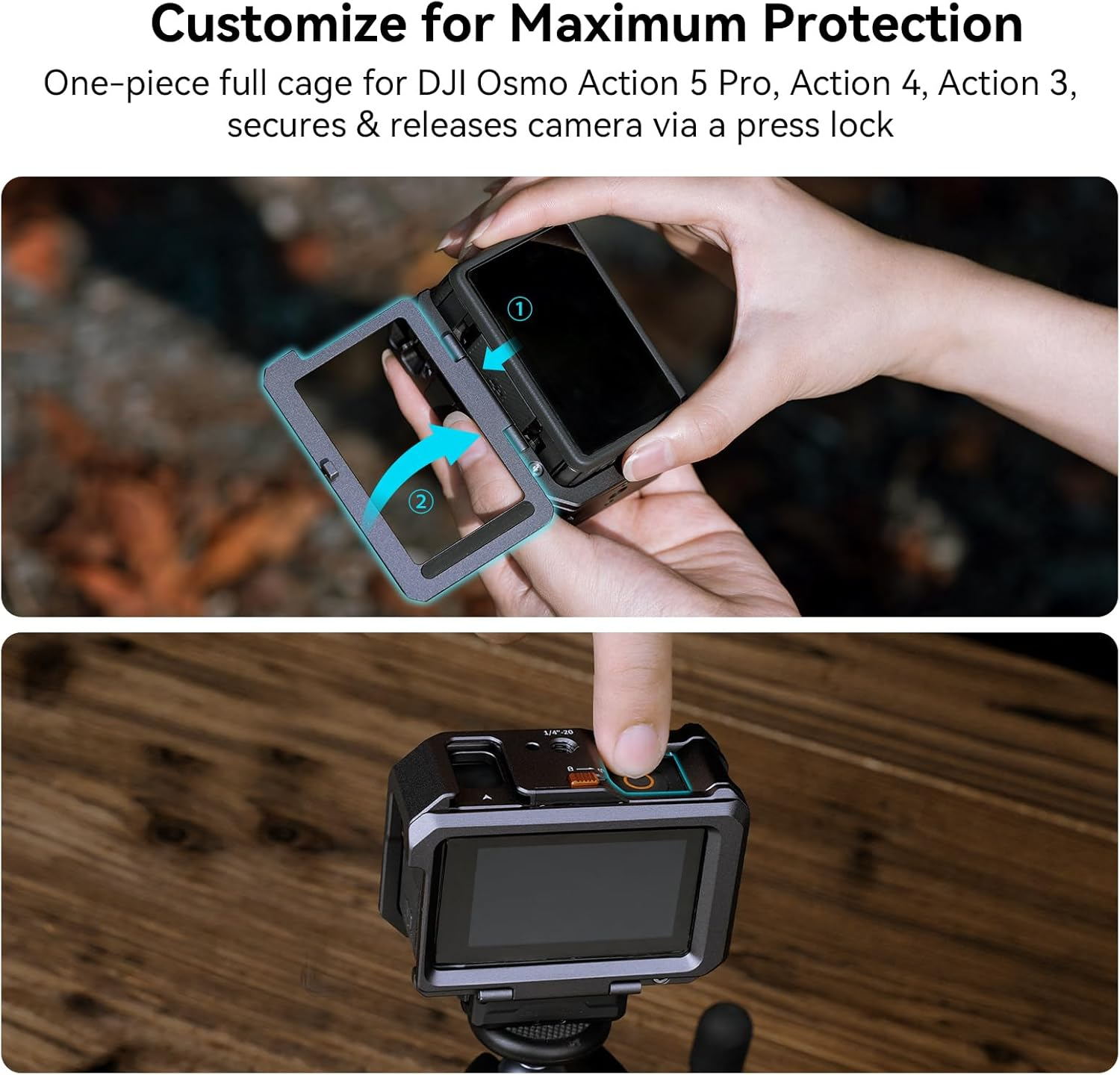 SMALLRIG Action 3 Action 4 Camera Cage for DJI, Protective Cage Compatible for DJI Mic, Protective Frame for DJI Osmo Action 3 Action 4-4119B image number 4