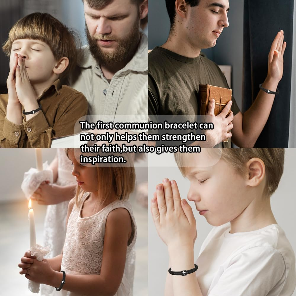 Meliatomia Baptism Gifts for Boys,Braided Rope Cross Bracelet Gift for First Communion Boys,Christian Christening First Holy Communion Gifts for Boys Girls Kids image number 6