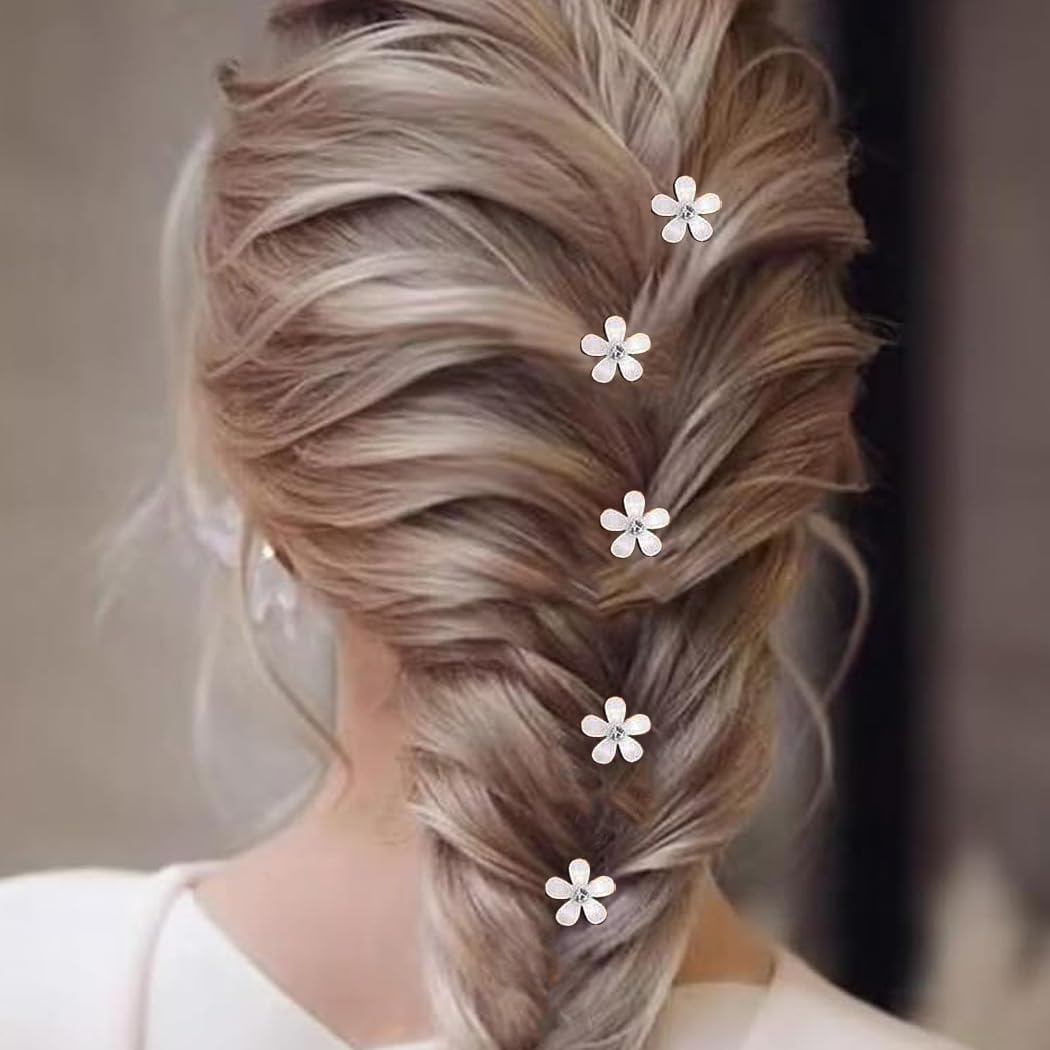 CUEMOON 10 Pieces Mini Hair Clips Hair Clips with Cute Rhinestones Elegant Flowers for Women image number 6