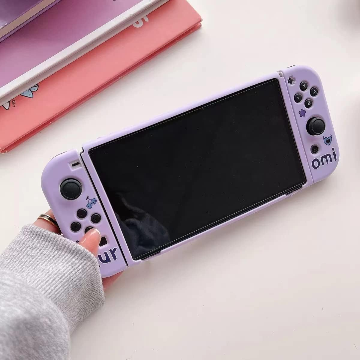 Cute Kuromi Case Compatible with Nintendo Switch OLED, Dockable Case Cover, Ergonomic Soft TPU Grip Case for Joycon, Sparkle Skin Set image number 3