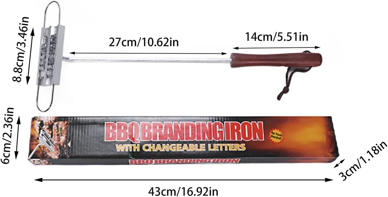 Barbecue Branding Iron -55 Letter Barbecue Grill Branding Iron with 55 Interchangeable Letters | Wooden Handle Barbecue Accessories | Grill Utensils for Branding Steaks, Burgers, Chicken, Meat image number 6