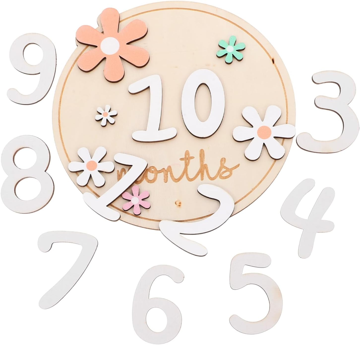 Healifty Baby Monthly Milestone Cards Double-Sided Flower Pattern Wooden Milestone Signs 1 Set for Newborn Photo Props Nursery Decor Growth Announcement Sign