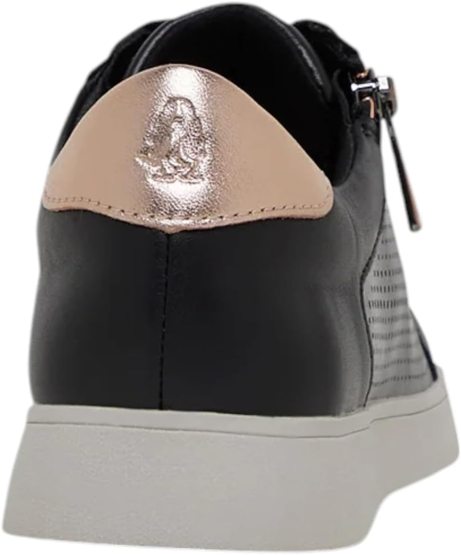 Hush Puppies Womens Mimosa Perf Ladies Sneakers Zip Black Casual Lace up Shoes 8.5 Black/Copper image number 5