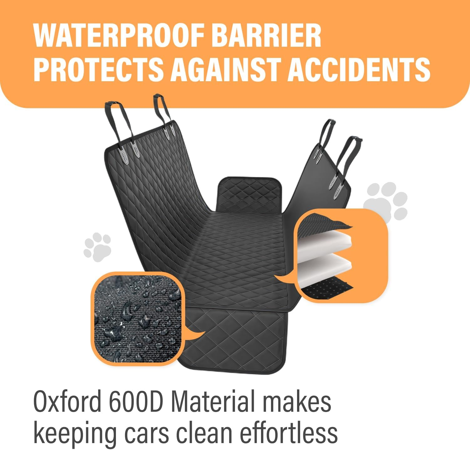 ONE Day Sale! Dog Back Seat Cover Protector Waterproof Scratchproof Nonslip Hammock for Dogs Backseat Protection against Dirt and Pet Fur Durable Pets Seat Covers for Cars Trucks Suvs (Black)