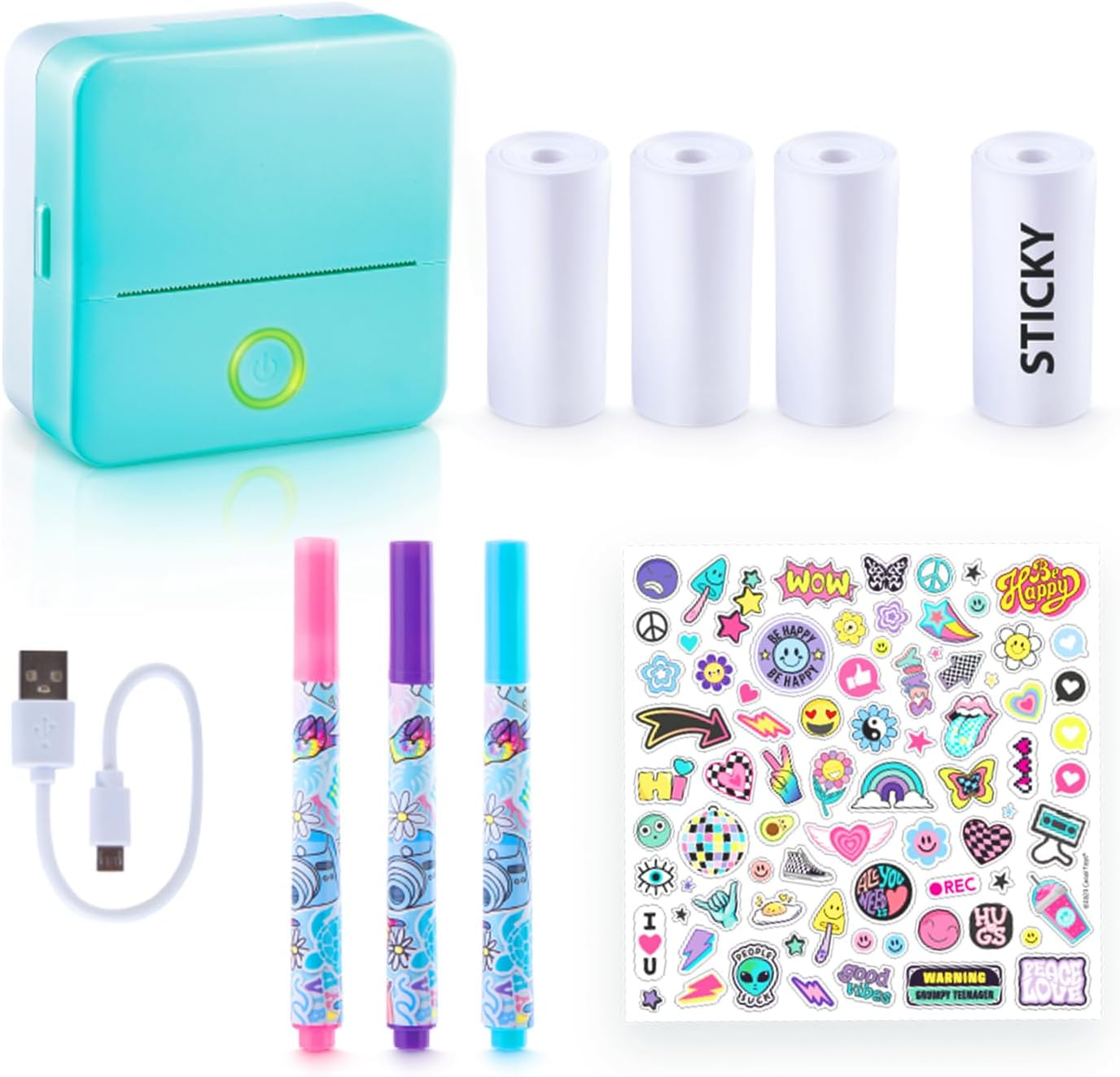 Canal Toys - Photo Creator CLK017 Pocket Printer Set for Smartphone with Markers, Stickers and Thermal Paper Rolls for Instant Printing 1 Portable Printer Blue - Multicolor image number 7
