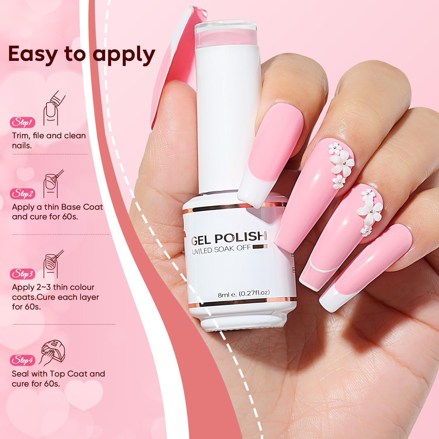 Nicedeco Gel Nail Polish Set, UV/LED Soak-Off Gel Polish Nail Art Manicure Pedicure, Salon & Home Use - Long Lasting & Easy to Apply 6Pcs X 8Ml-Kit18 Cruelty-Free & Vegan image number 6