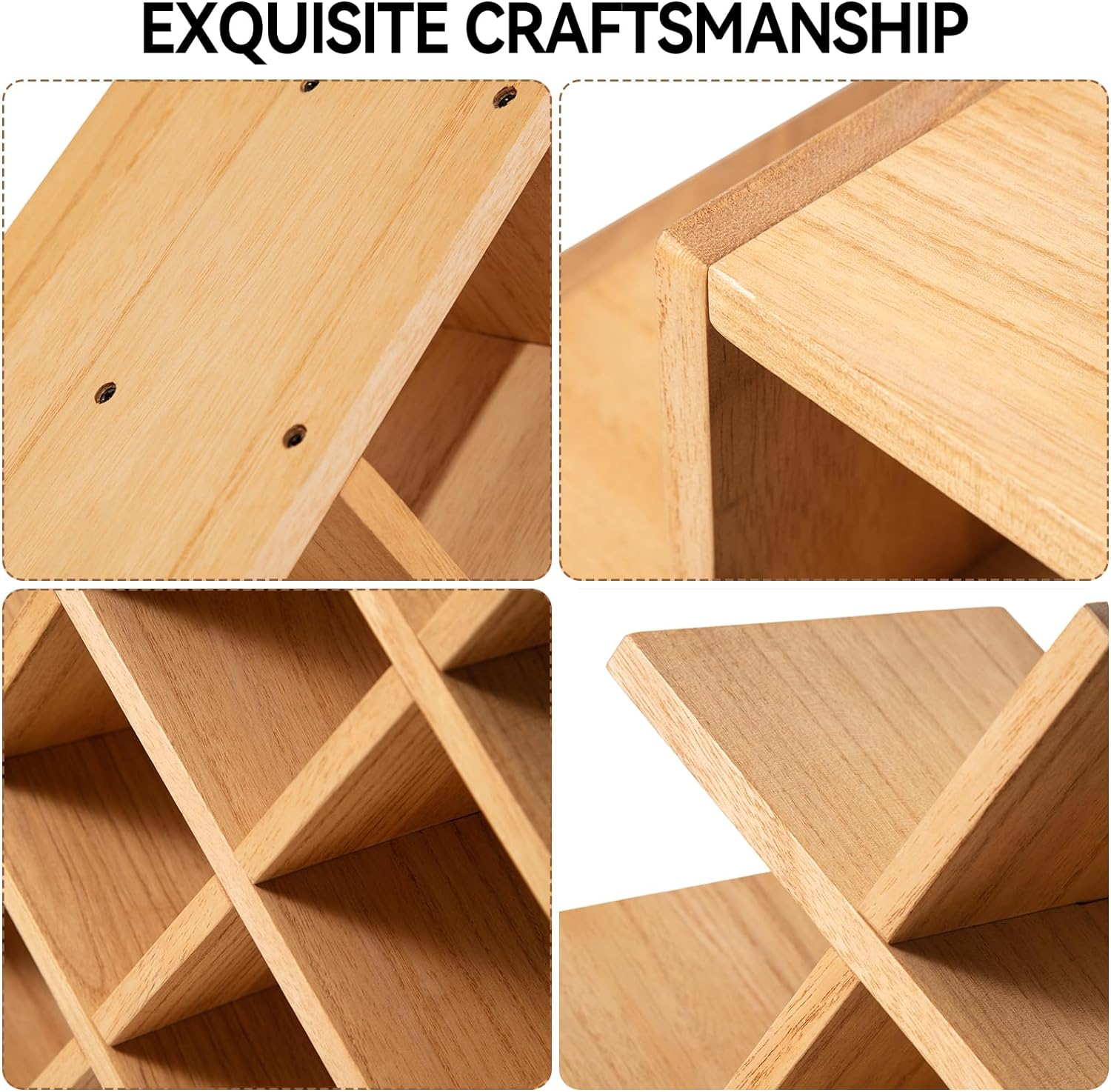 KIRIGEN Wooden 13-Bottle Wine Rack - Nature Wood 4-Tier Wine Display Rack/Free Standing and Countertop Storage Shelf - Bottle Holder/Cabinet Glass XHJJ4-NA image number 3