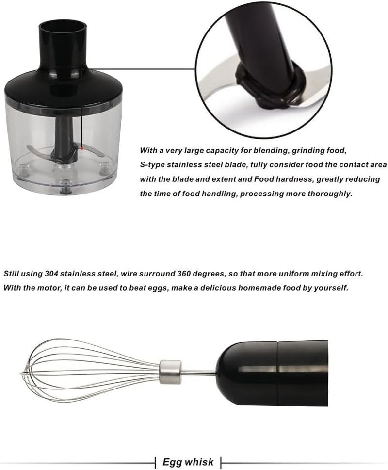 New 800W Stainless Steel Portable Stick Hand Blender Mixer Food Processor Set image number 4