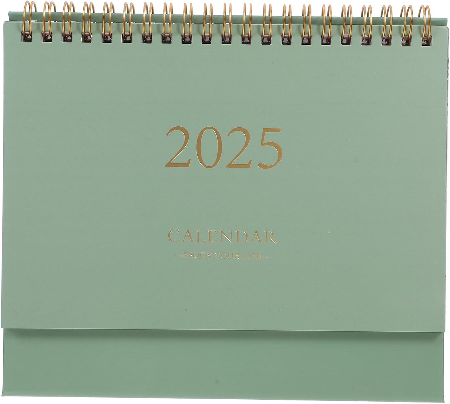 Tofficu Desk Calendar 2025 Green Paper Flip Calendar with Decorative Stickers Desk Stand Small Calendar Cute Desk Decor Aesthetic Chinese Lunar Year Monthly Planner Calendar for Office Home image number 2