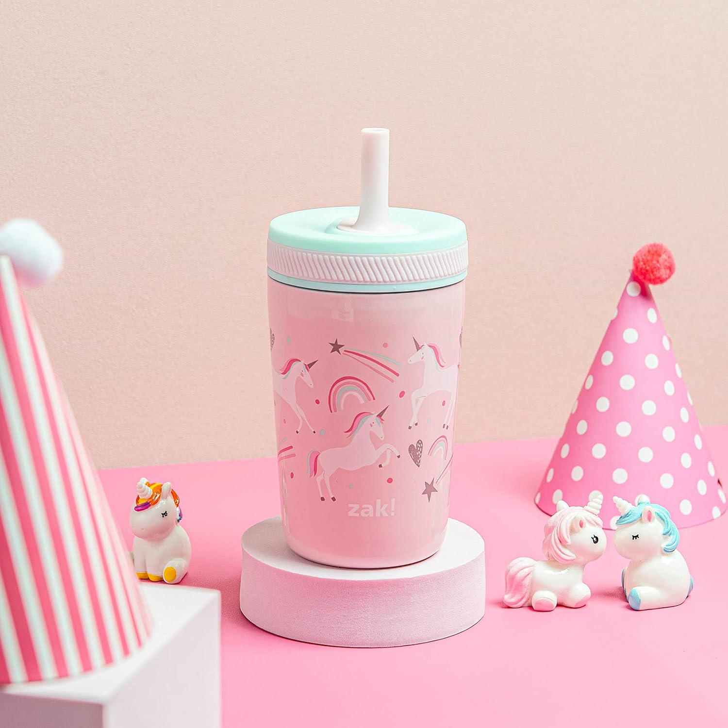 Zak Designs Kelso Toddler Cups for Travel or at Home, 12Oz Vacuum Insulated Stainless Steel Sippy Cup with Leak-Proof Design Is Perfect for Kids (Fanciful Unicorn) - Fanciful Unicorn image number 6