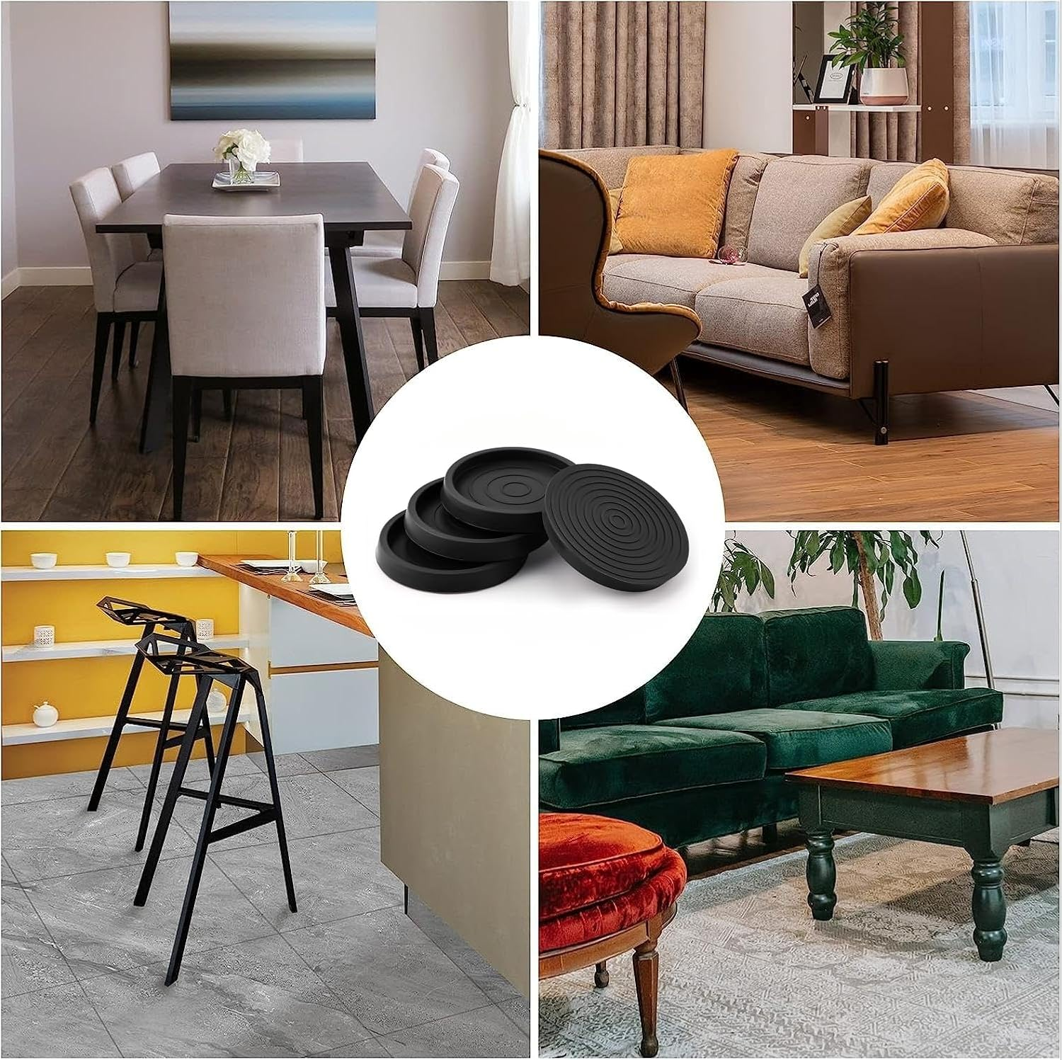 Silicone Non Slip Furniture Pads Furniture Coasters, 4Pcs 2.5Inch Non Slip Furniture Pads,Round Rubber Furniture Caster,Furniture Leg Protectors,Floor Protector Furniture Caster Cups anti Sliding Pads - Brown image number 5