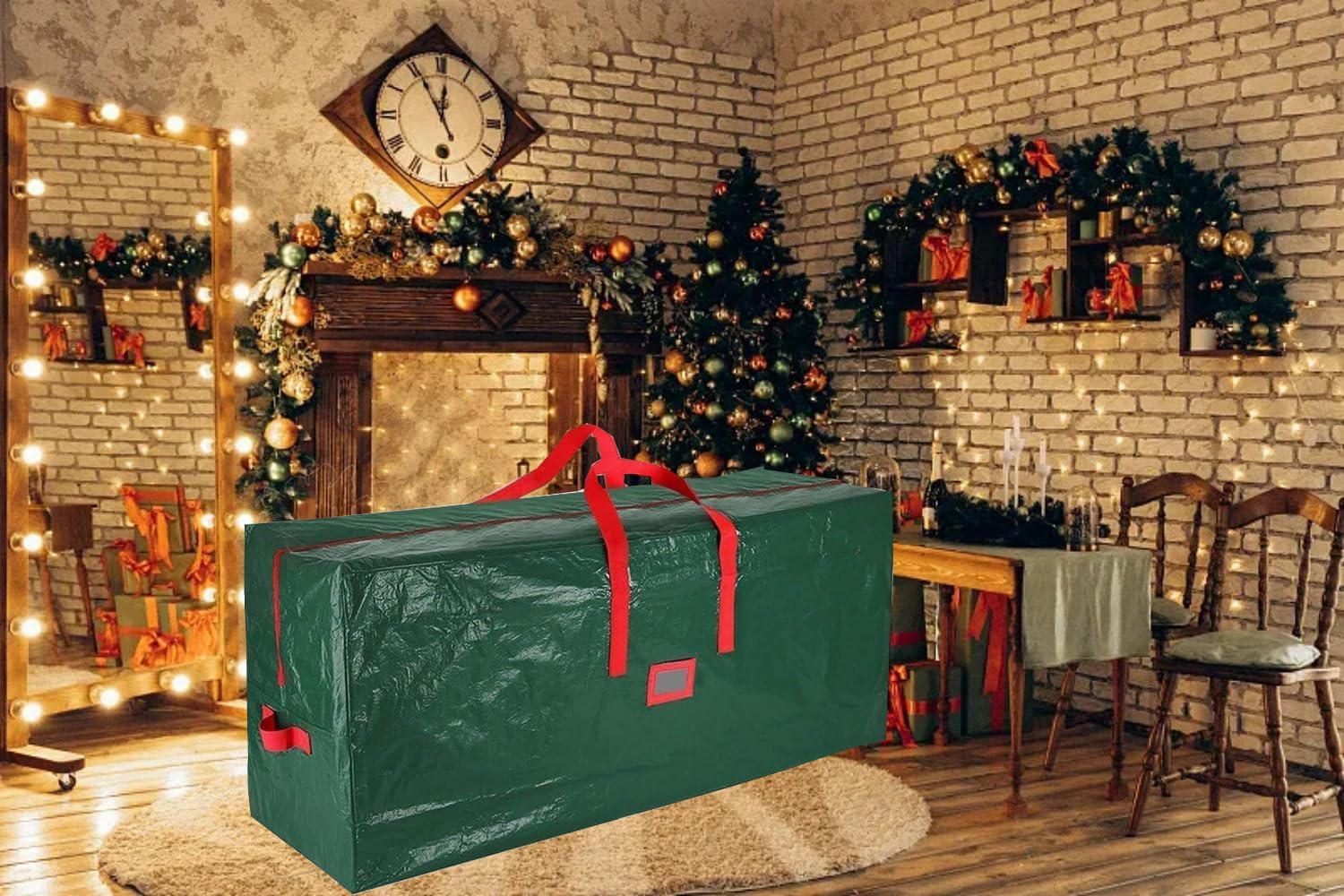 Mumoo Cat Large Green Christmas Tree Storage Bag for 9Ft Artificial Christmas Tree Portable Tote Bag Bug and Dust Proof Storage Bag （65&ldquo;&times;15&rdquo;&times;30&ldquo;） image number 2