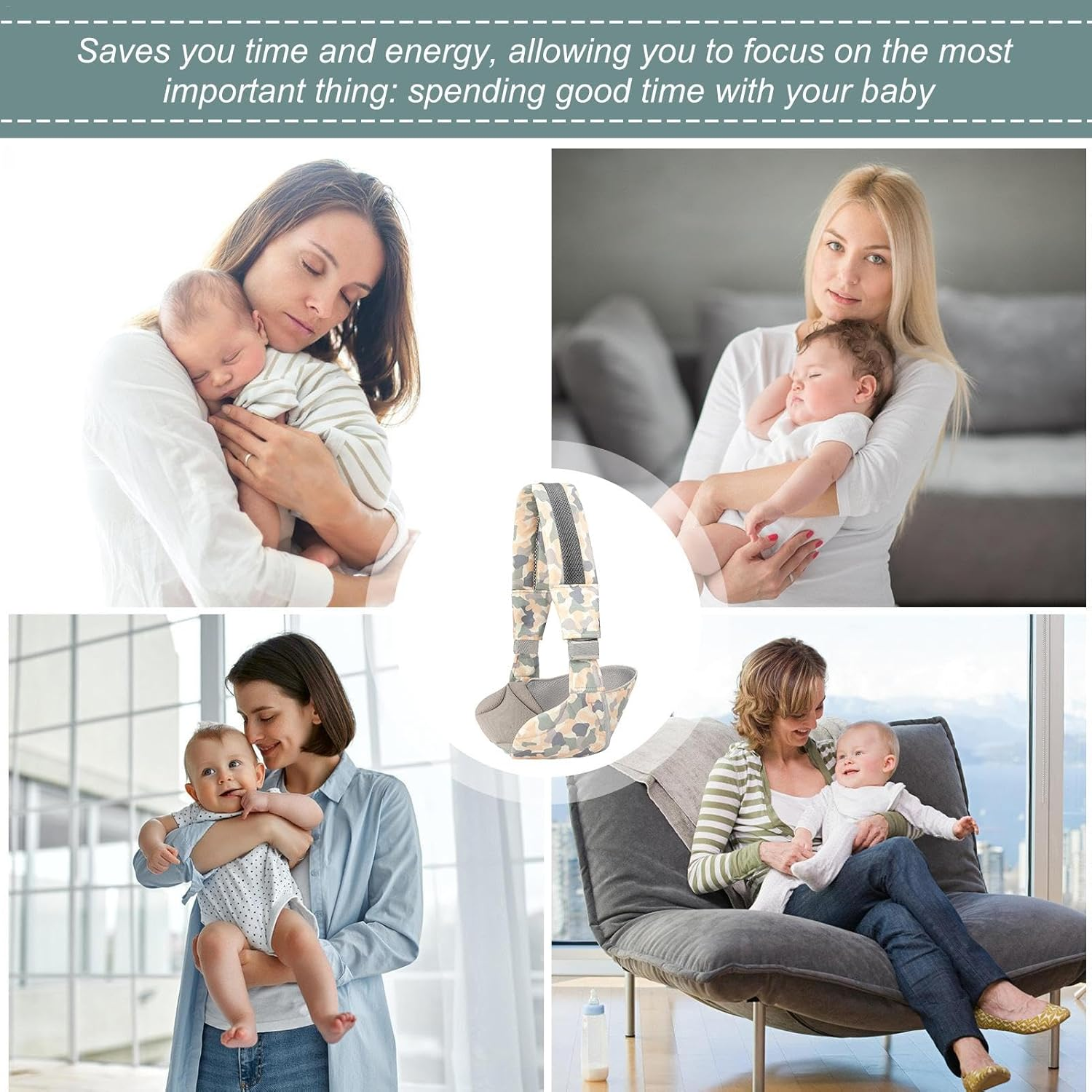 Misaakoeq Baby Holder Carrier | 1 Shoulder Toddler Carrier,Adjustable Baby Carrier Sling, Ergonomic Baby Hip Seat Carrier with Adjustable Patterned Strap for 20 Kg Baby