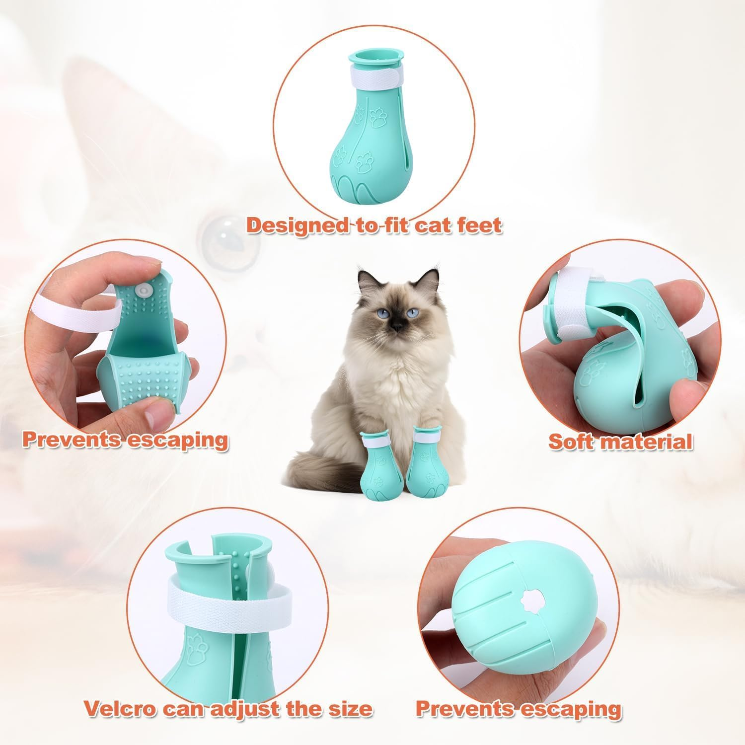Silicone Cat Anti-Scratch Shoes, 4Pcs Anti-Scratch Silicone Cat Shoes Boots,Anti Scratch Silicone Cat Feet Cover,Silicone Cat Foot Cover Cat Feet Protective Cover,Anti-Scratch Silicone Cat Shoes Boot image number 1