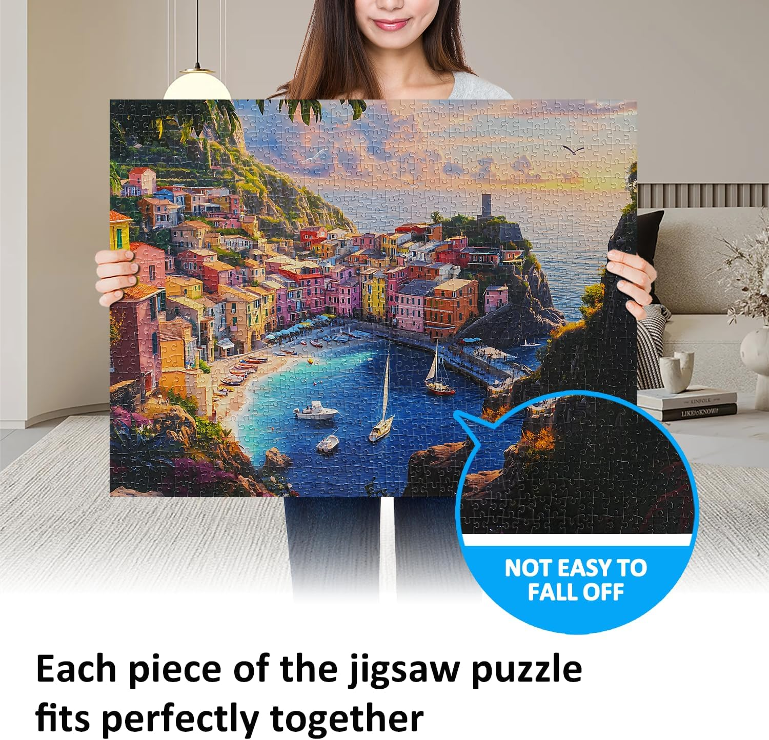 Jigsaw Puzzles for Adults 1000 Pieces Impossible Hard Difficult Challenging Puzzles for Adults Coastal Serenity Harbo Jigsaw Puzzle 1000 Pieces Nature 1000Pc Puzzle 28 X 20 Inch﻿ image number 5