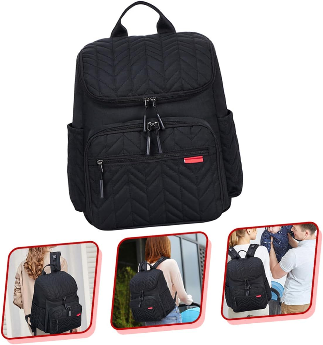 Large Capacity Diaper Bag Backpack for Mums Wet-Dry Separation, Multi-Functional Outdoor Baby Organizer Shoulder Bag for Travel and Daily Use in Classic Black image number 4