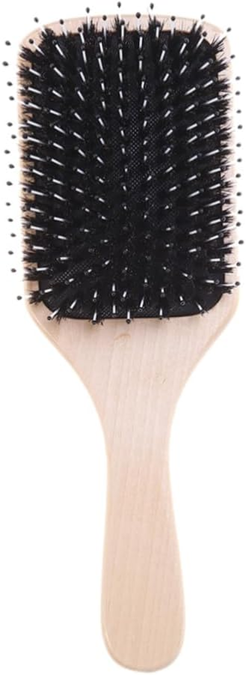 Natural Boar Bristle Paddle Hairbrush with Cushion Pad, Wooden Styling Hair Brush for Curly Wavy Thick Hair, Scalp Massaging Detangler Suitable for Women and Men image number 3