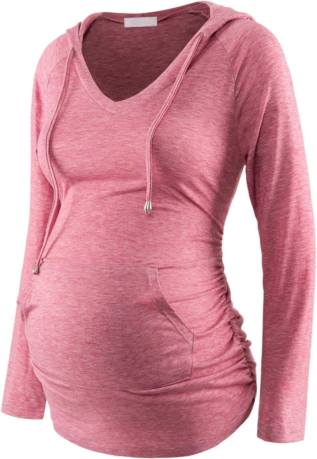 Maternity Hoodie Long Sleeves Shirt Casual Vneck Top Pregnancy Sweatshirt Tunics